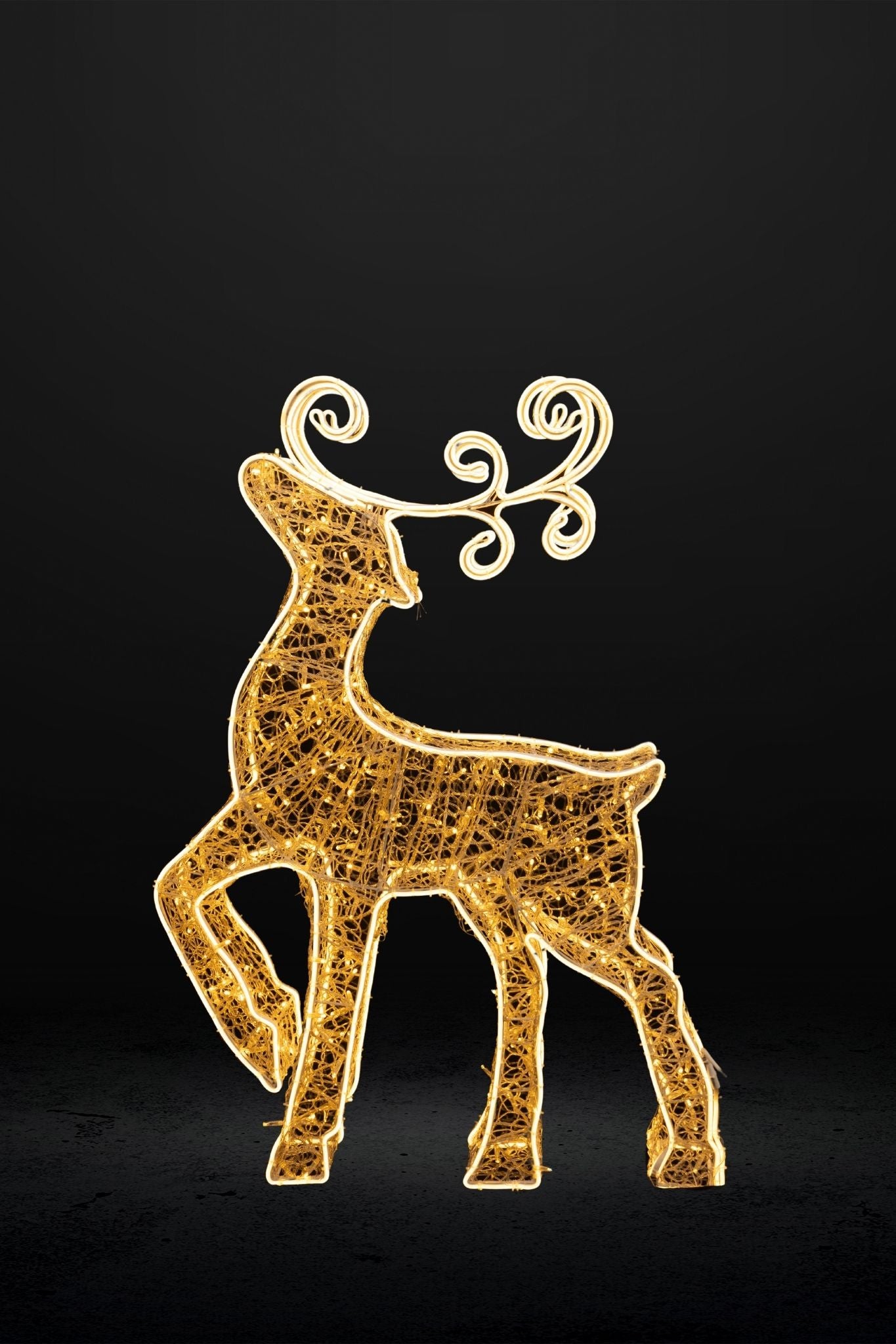 130 cm 3D Pre-Lit Christmas Reindeer – Warm White LED Lighted Outdoor/Indoor Decoration with Elegant Antlers